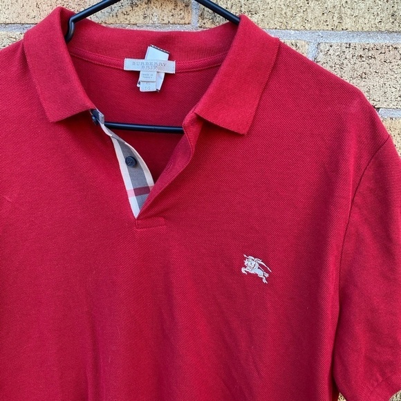Vintage Burberry Polo Shirt XL Red - Picture 6 of 7